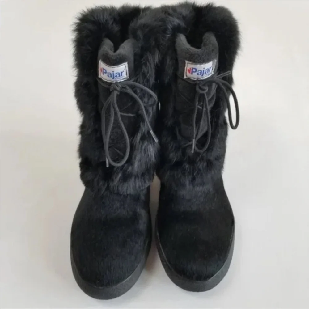 Women's Pajar Livia Black Fur Boots size 7 (euro 38)